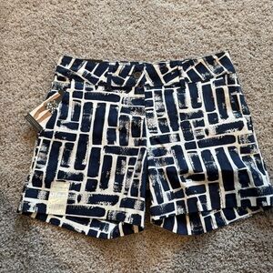 The Limited Navy and White Geometric Women Shorts Size 4